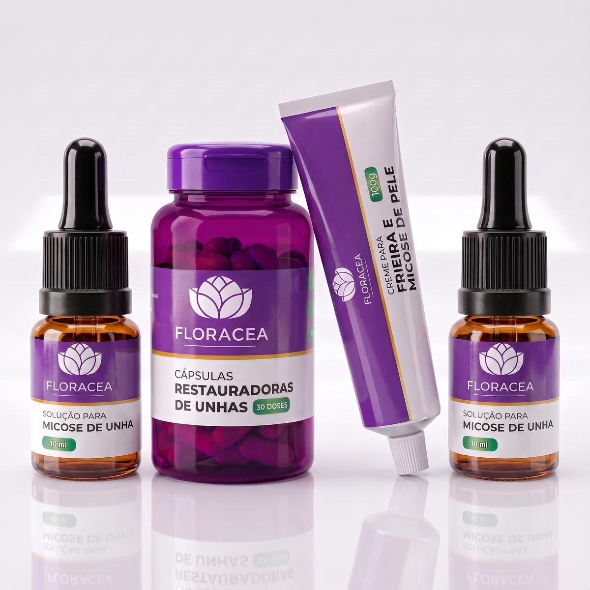 Combo 2 Solução de Micose 10ml + 1 Cápsula Restauradora de Unhas 60 Doses + 1 Creme de Frieira 20g