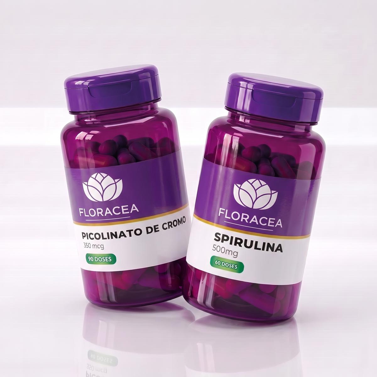 Combo Spirulina 500mg 60 Doses + Picolinato De Cromo 350mcg 90 Doses