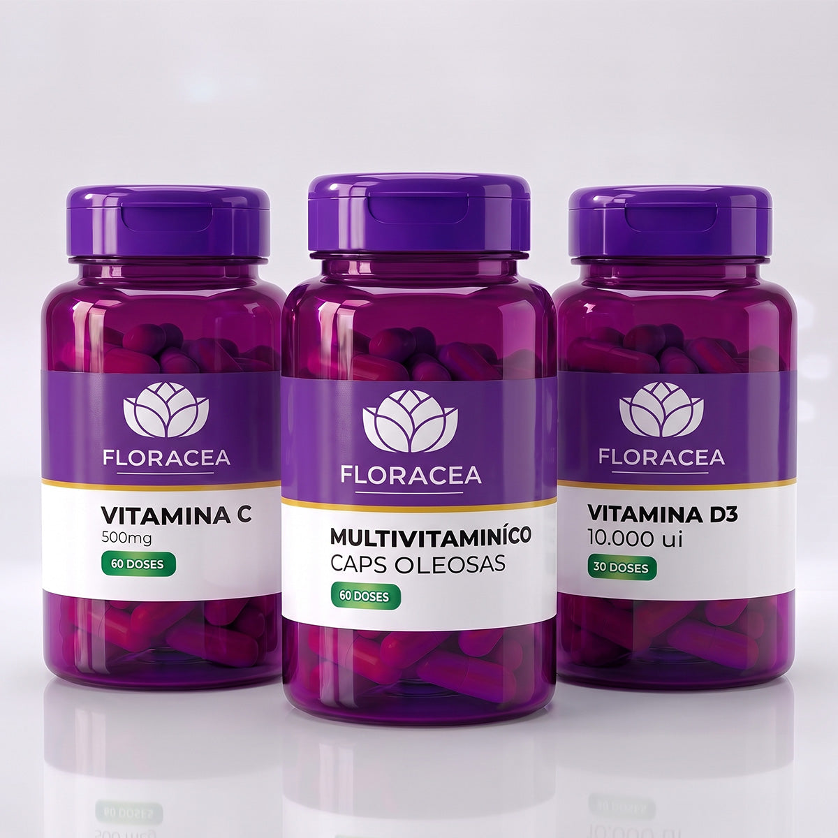 Supra Imune Kit - Vitamina D3 10.000UI 30 Doses + Vitamina C 500mg 60 Doses+ Multivitaminico caps oleosas 60 Doses