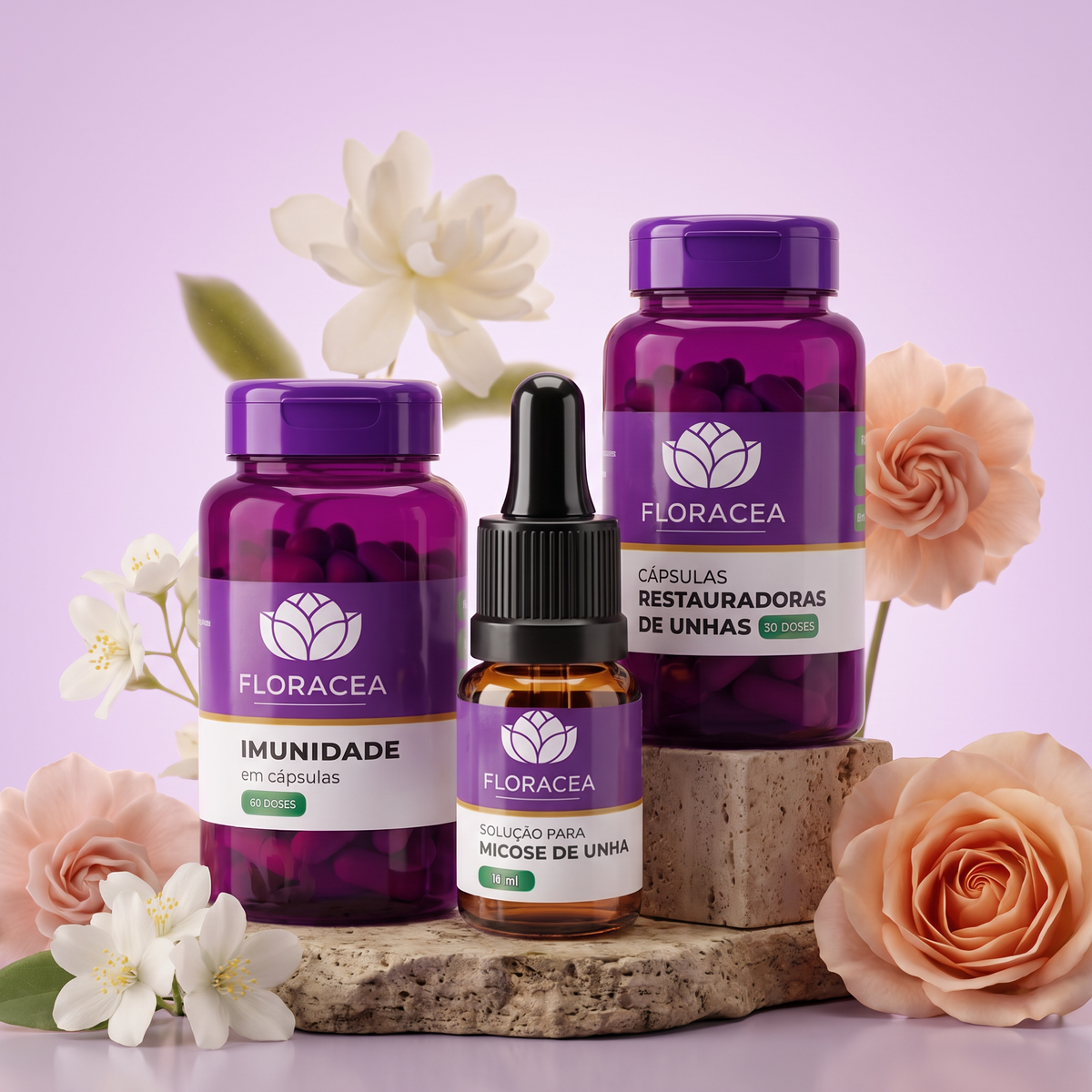 Solução para Micose + Imunidade em Cápsulas + Cápsulas restauradoras 30 doses